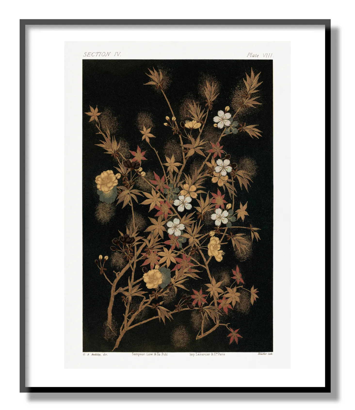 Japanese Autumn Flowers & Tree Giclée Print