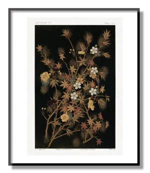 Japanese Autumn Flowers & Tree Giclée Print
