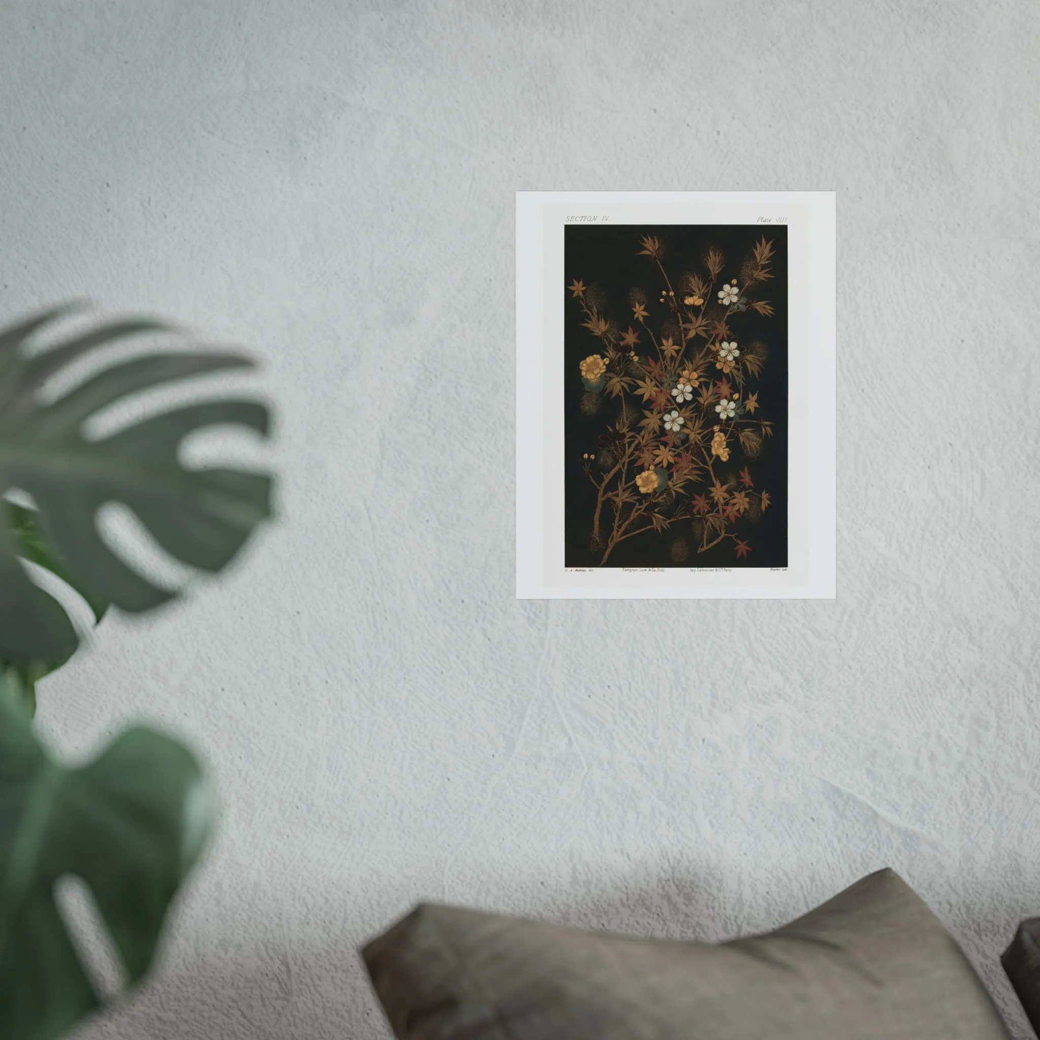 Japanese Autumn Flowers & Tree Giclée Print
