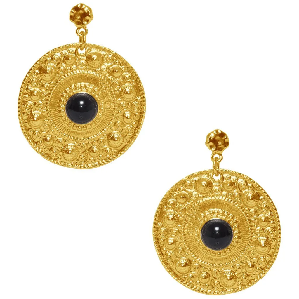 Karine Sultan Large Ornamental Coin Earrings