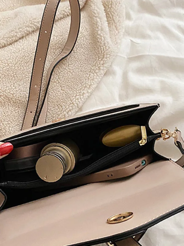 Khaki Shoulder Latch Bag