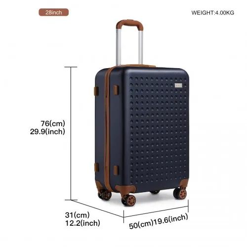 Kono 28 Inch Hard Shell ABS Suitcase with TSA Lock - Navy | Durable Travel Luggage