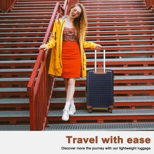 Kono 28 Inch Hard Shell ABS Suitcase with TSA Lock - Navy | Durable Travel Luggage