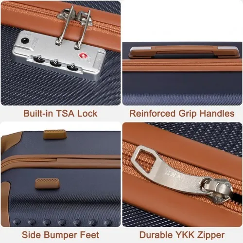 Kono 28 Inch Hard Shell ABS Suitcase with TSA Lock - Navy | Durable Travel Luggage