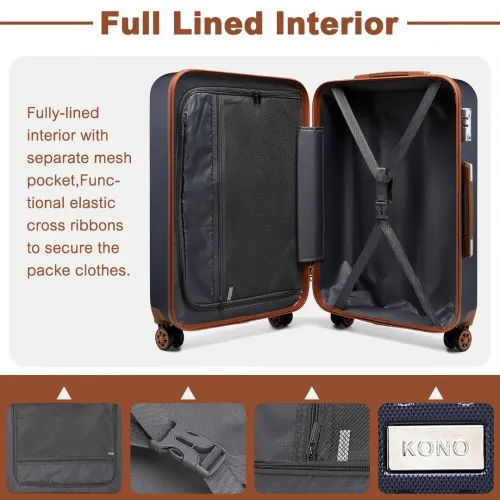 Kono 28 Inch Hard Shell ABS Suitcase with TSA Lock - Navy | Durable Travel Luggage