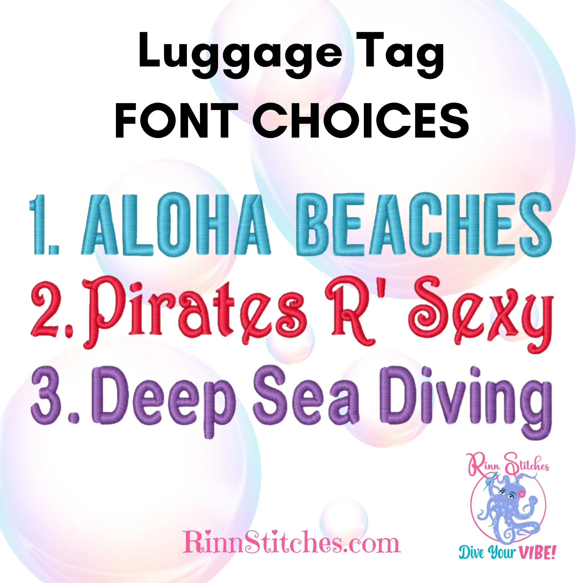 Lady Scuba Diver Luggage Tag, Personalized Embroidered Bag Tag