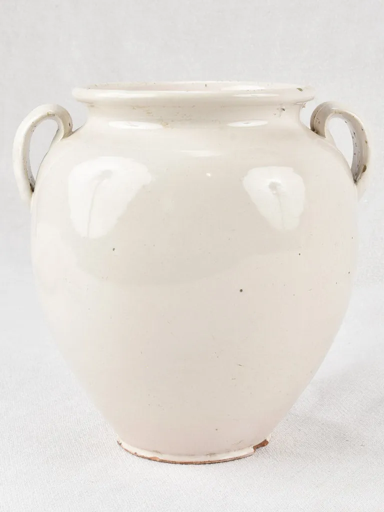Large antique French preserving pot - white glaze 8¼"