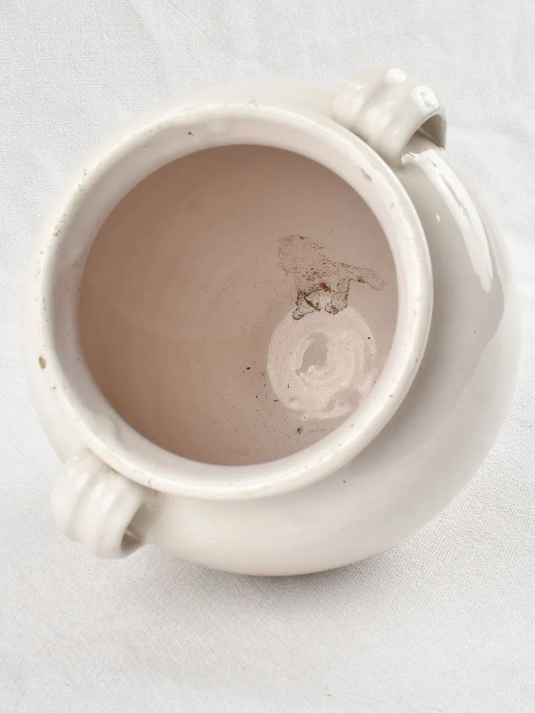 Large antique French preserving pot - white glaze 8¼"