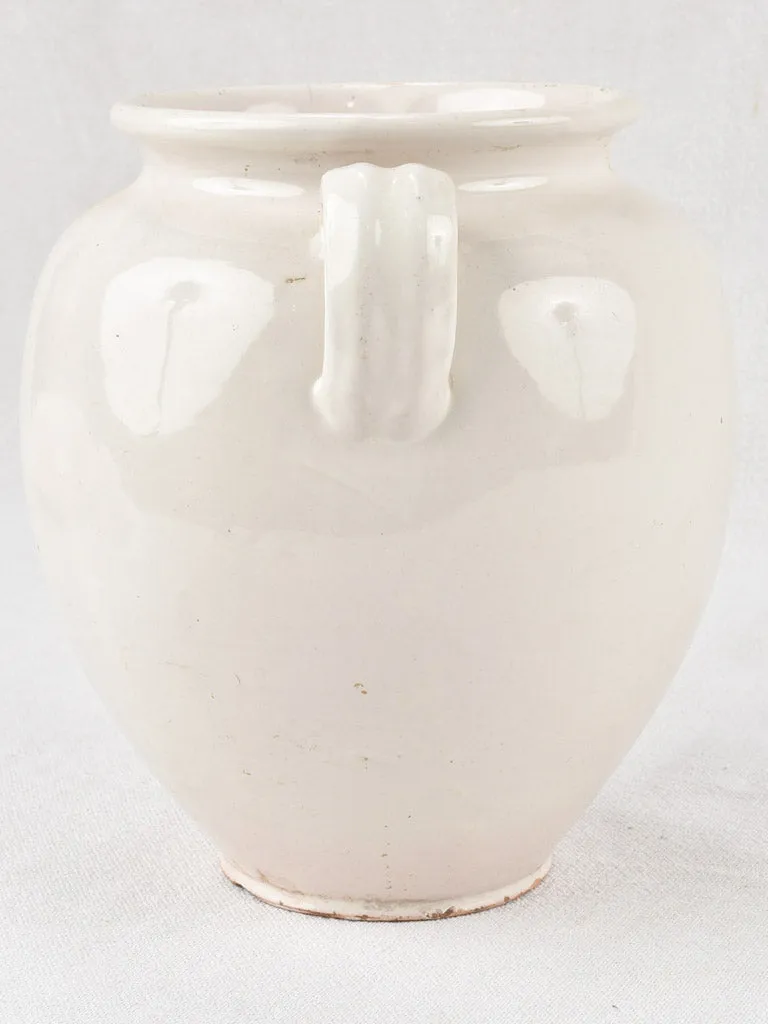 Large antique French preserving pot - white glaze 8¼"