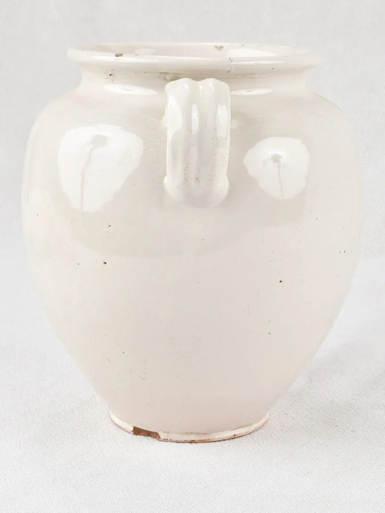 Large antique French preserving pot - white glaze 8¼"