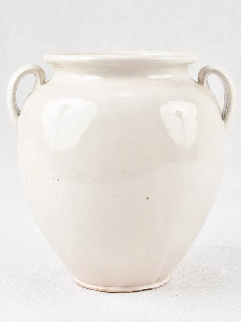 Large antique French preserving pot - white glaze 8¼"