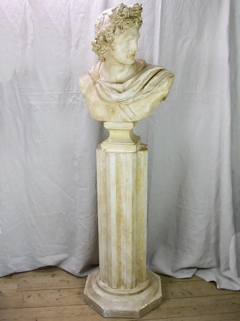 Large early 20th Century French plaster sculpture on a pedestal