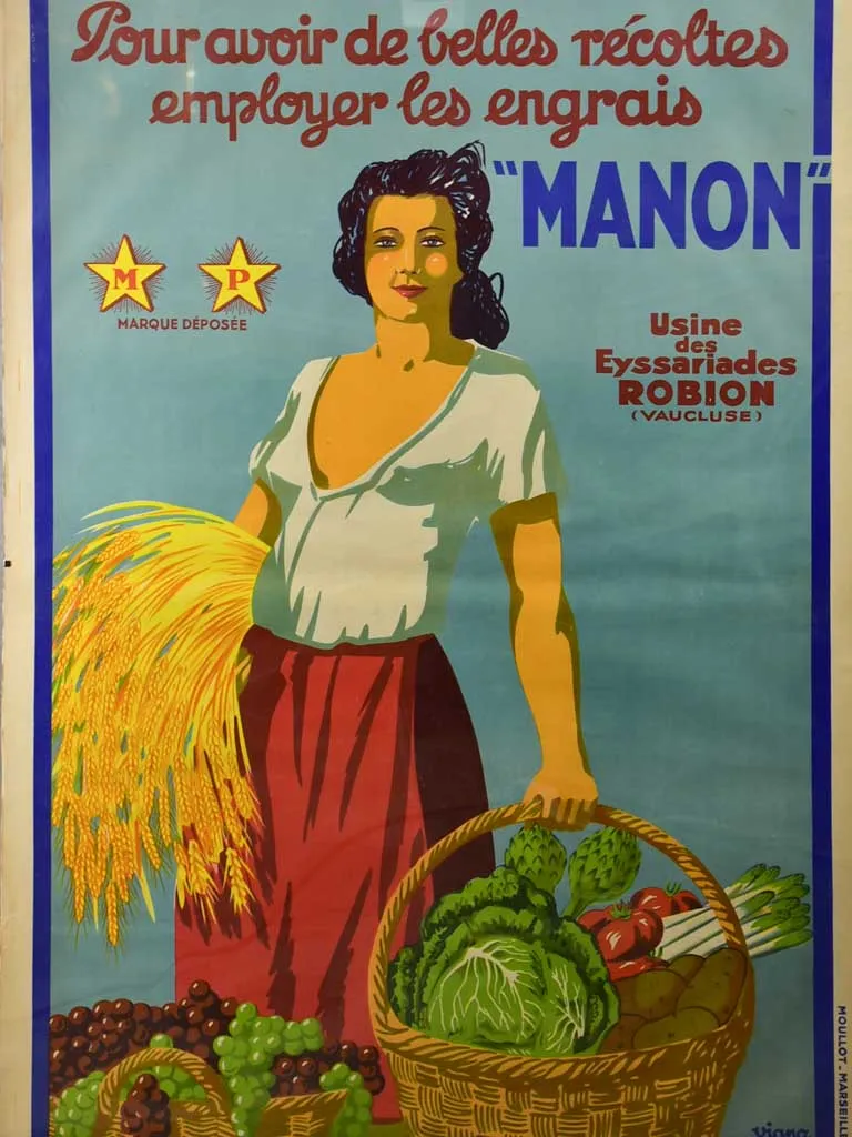 Large vintage French poster, Viano Moullot, Marseille