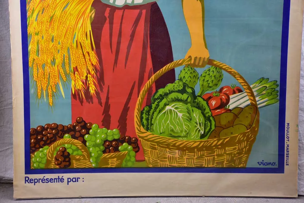 Large vintage French poster, Viano Moullot, Marseille