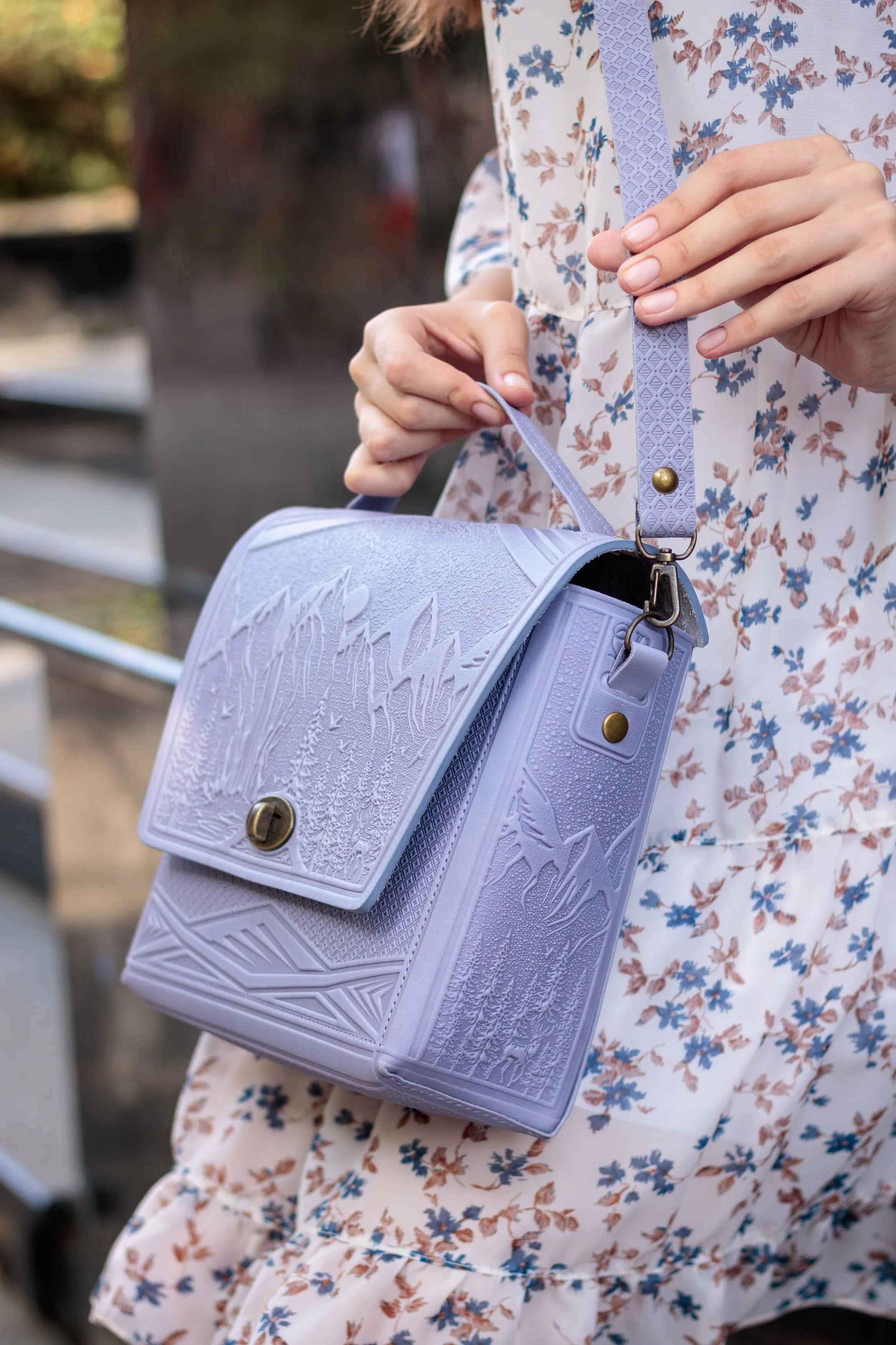 Lavender Women Leather Shoulder Bag