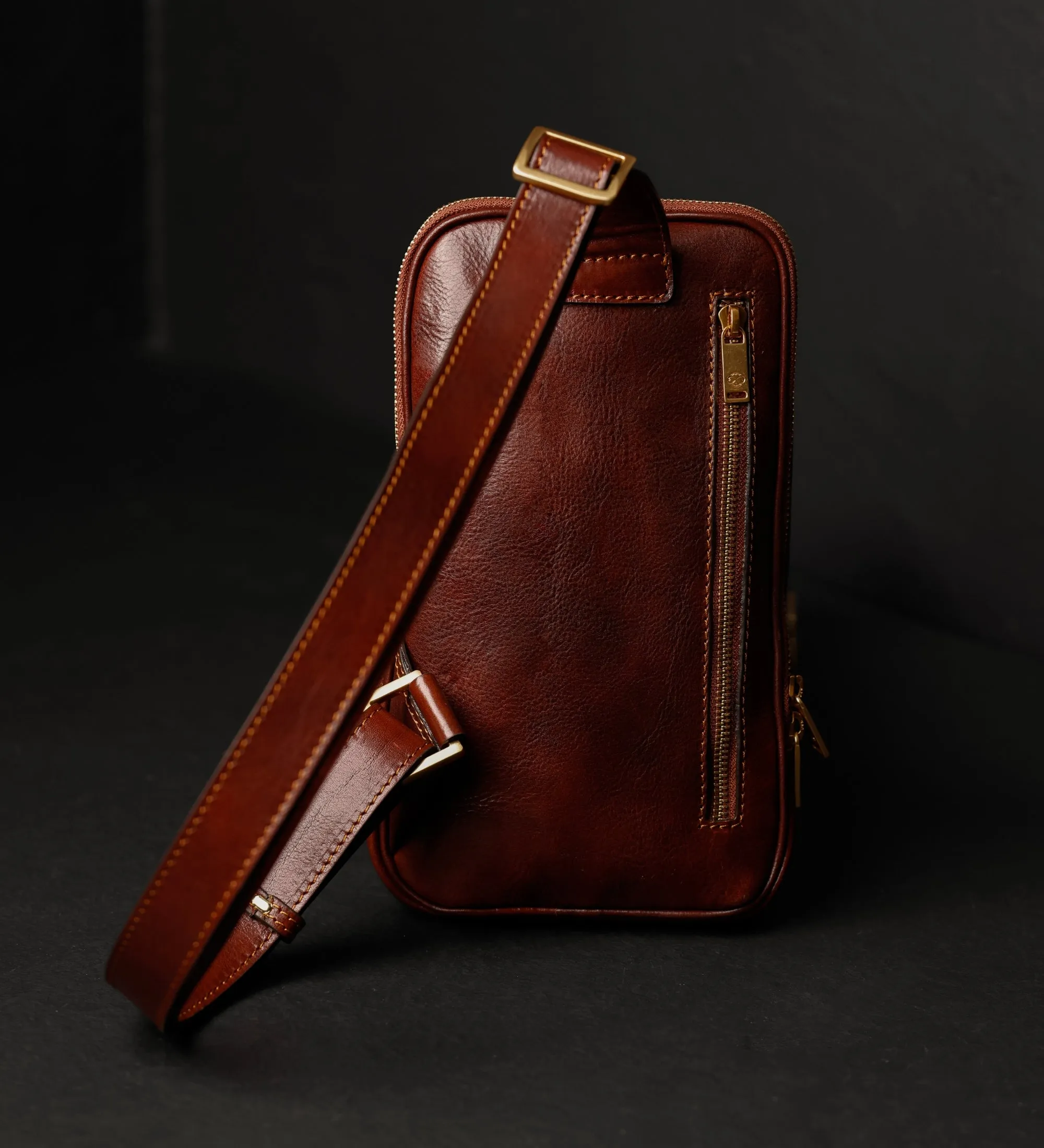 Leather Sling Bag Chest Bag - Kim