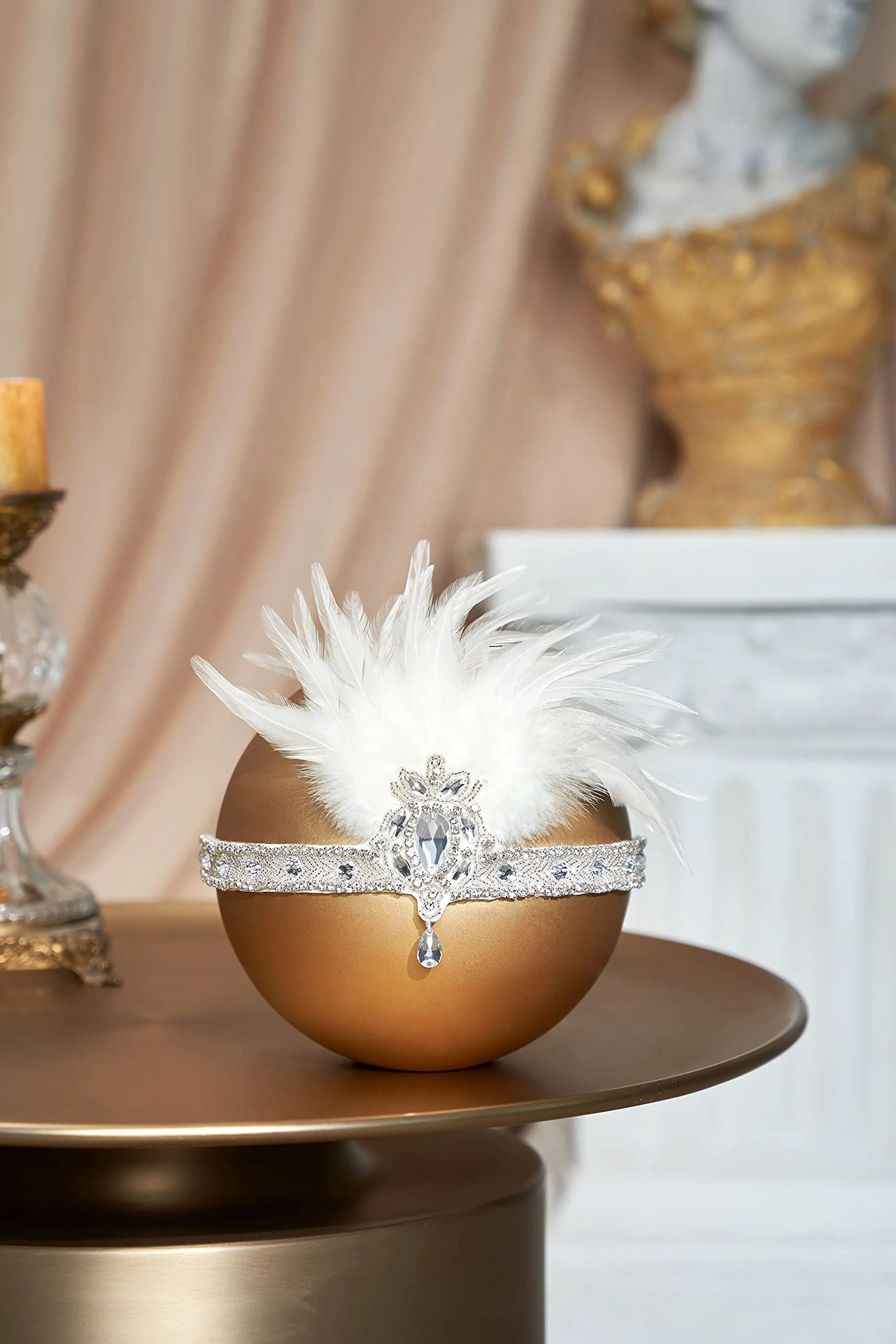 Luxurious Beaded Feather Headband