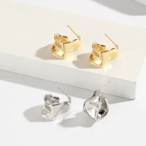 Luxurious Circle Geometric Zircon Electroplating Stud Earrings