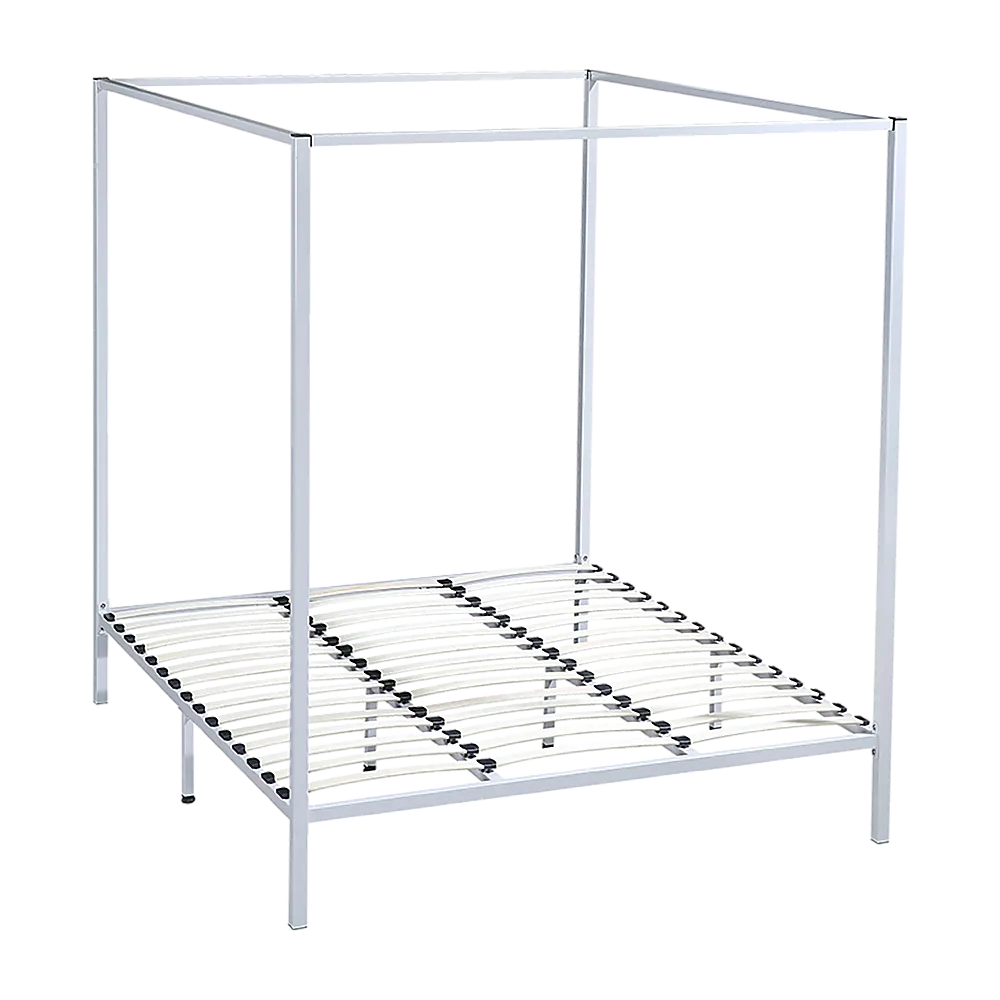 Luxurious Cream Steel King Four Poster Bed Frame
