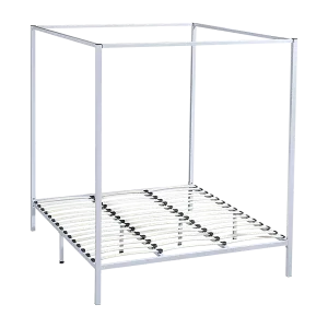 Luxurious Cream Steel King Four Poster Bed Frame