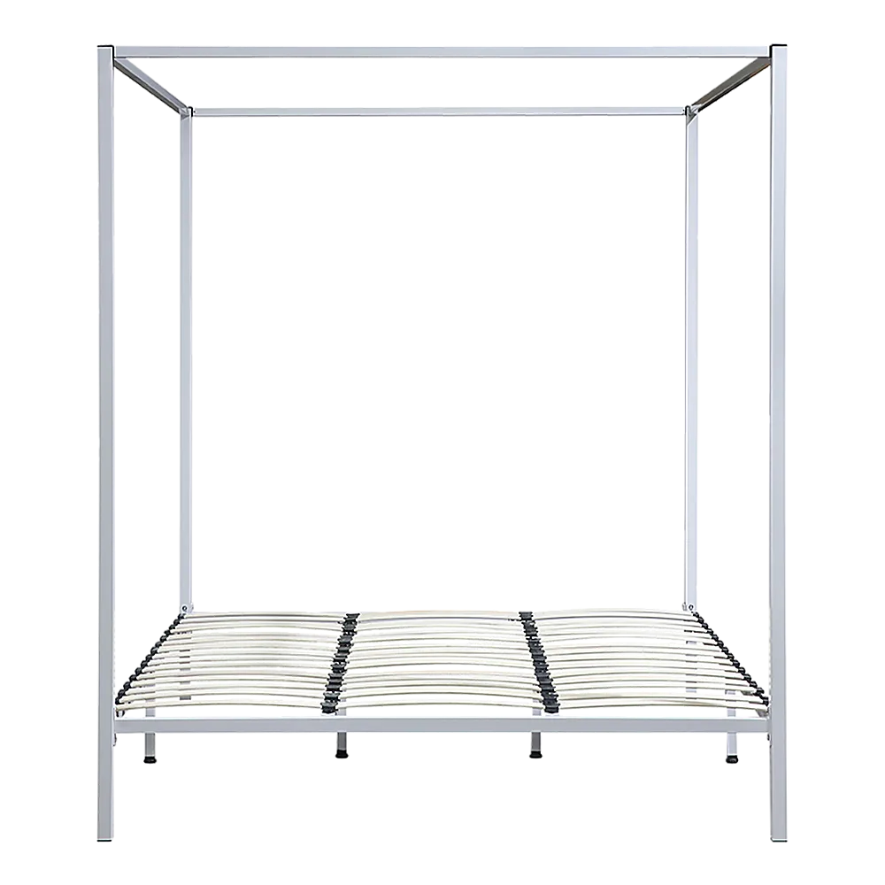Luxurious Cream Steel King Four Poster Bed Frame
