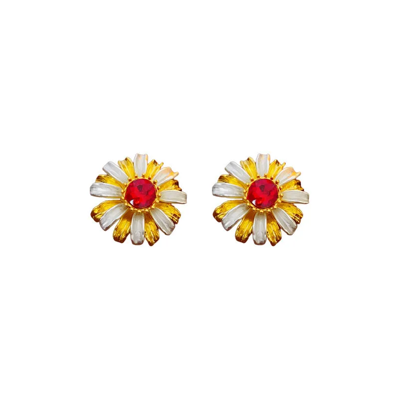 Luxurious Flower Geometric Flower Acrylic Diamond Inlay Earrings
