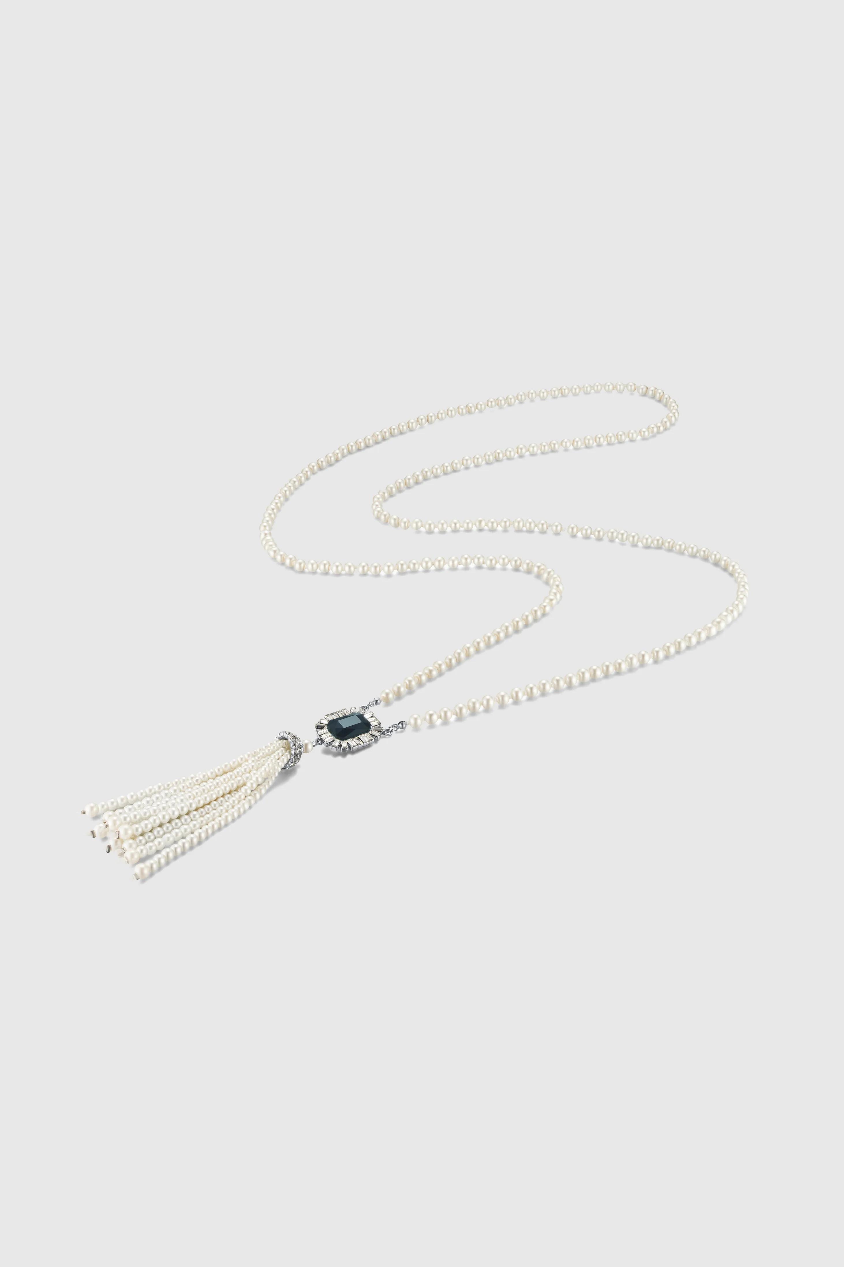 Luxurious Gem Pearl Tassel Necklace