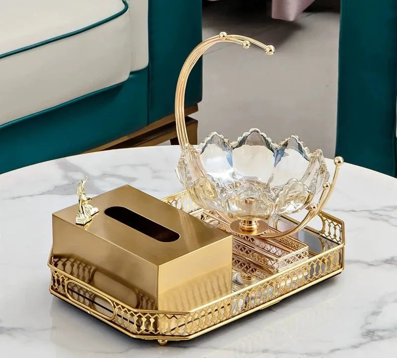 Luxurious Golden Alloy Tissue Box for Modern Living Spaces