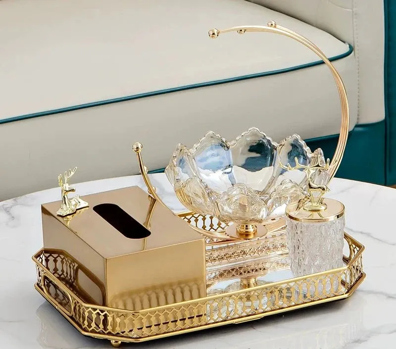 Luxurious Golden Alloy Tissue Box for Modern Living Spaces