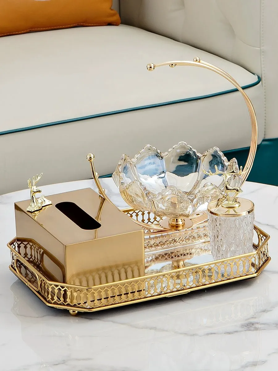 Luxurious Golden Alloy Tissue Box for Modern Living Spaces
