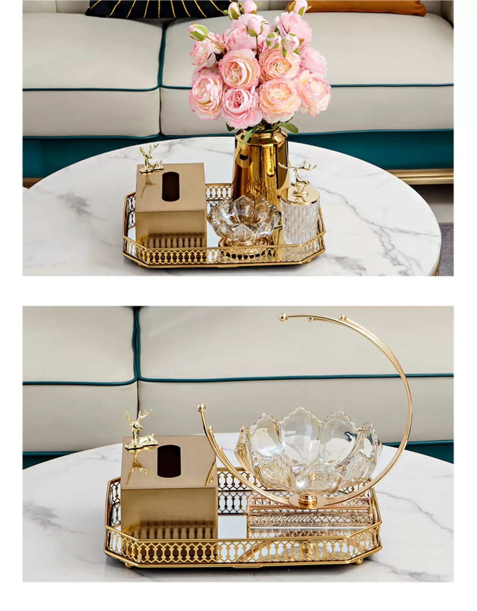 Luxurious Golden Alloy Tissue Box for Modern Living Spaces