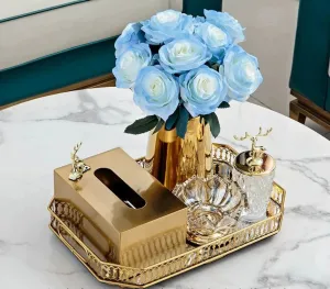 Luxurious Golden Alloy Tissue Box for Modern Living Spaces
