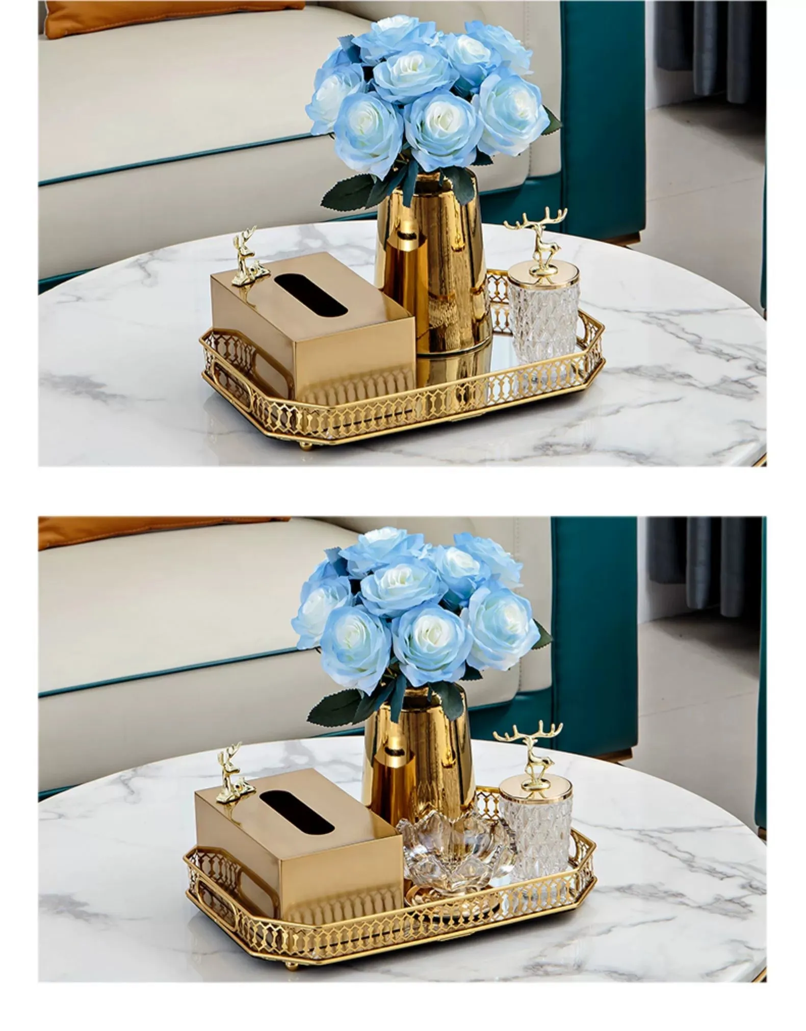 Luxurious Golden Alloy Tissue Box for Modern Living Spaces