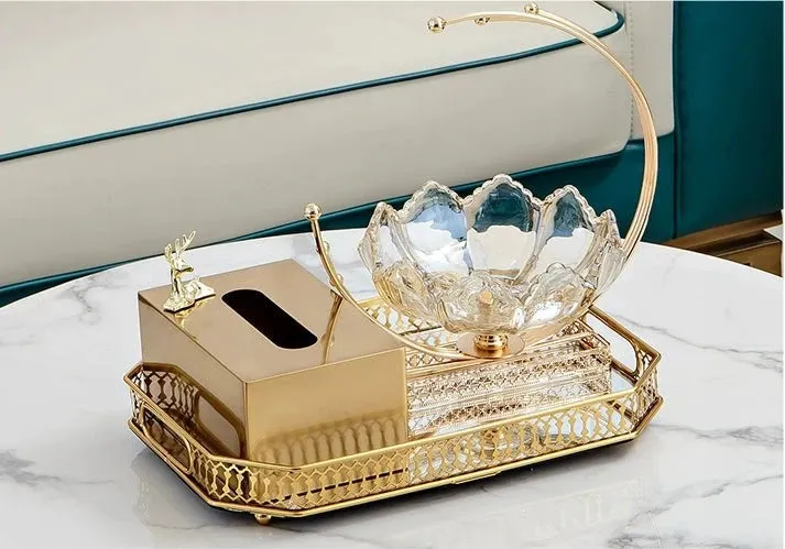 Luxurious Golden Alloy Tissue Box for Modern Living Spaces