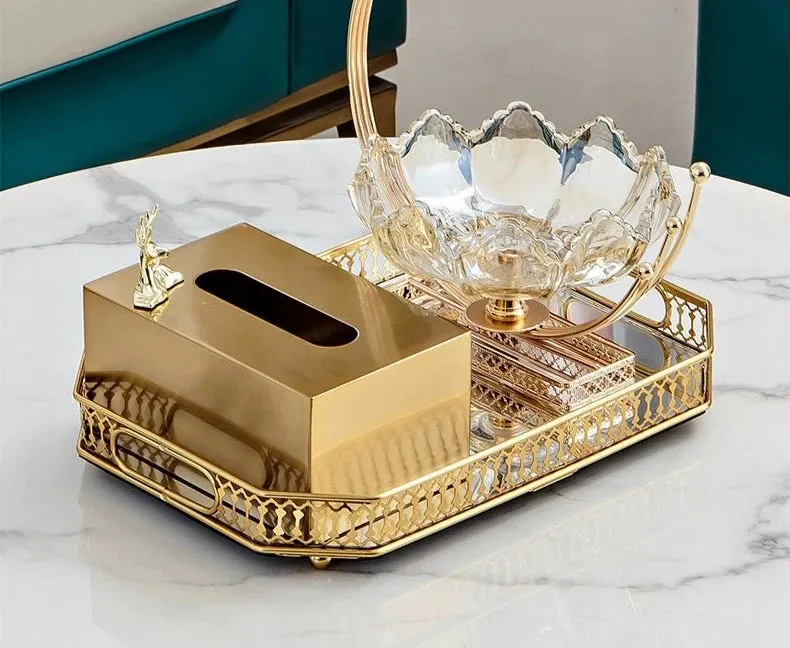 Luxurious Golden Alloy Tissue Box for Modern Living Spaces