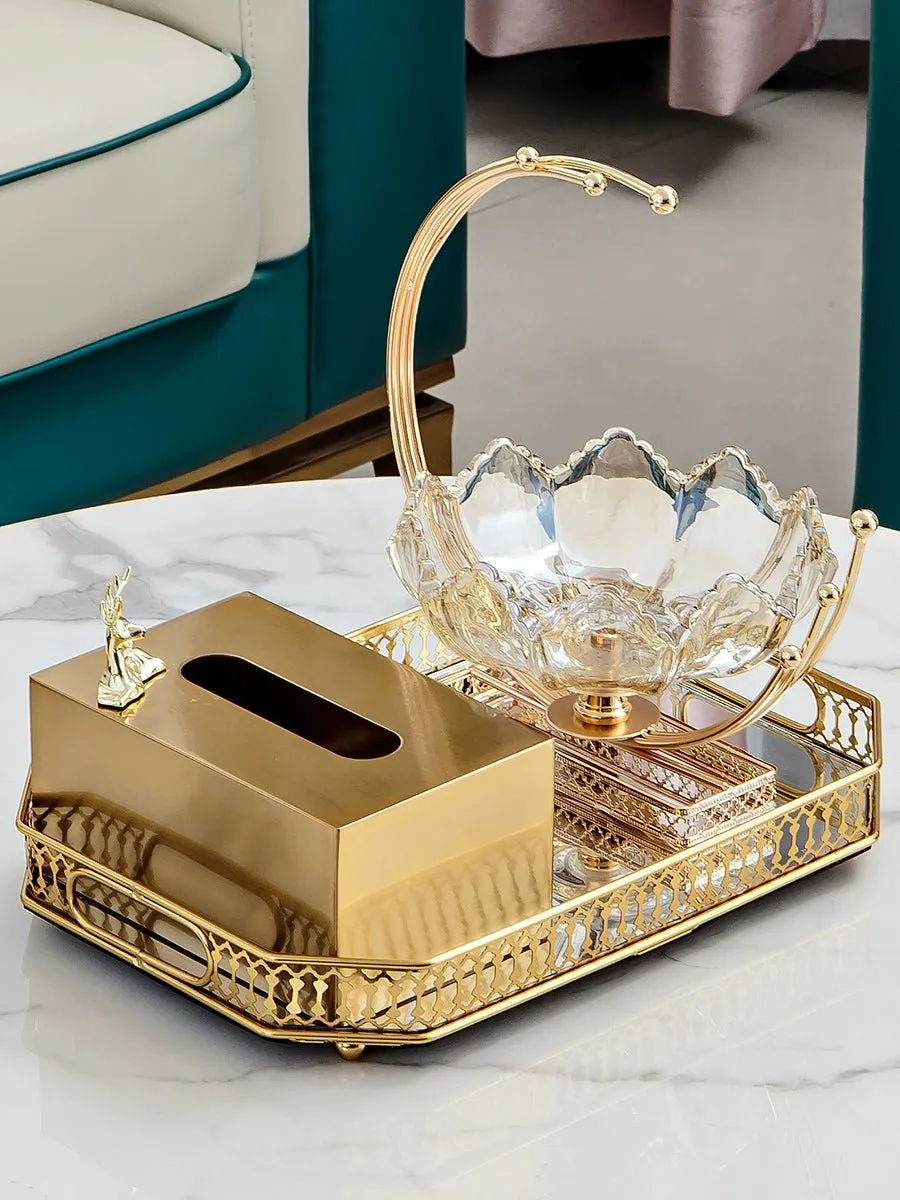 Luxurious Golden Alloy Tissue Box for Modern Living Spaces