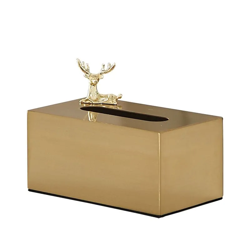 Luxurious Golden Alloy Tissue Box for Modern Living Spaces