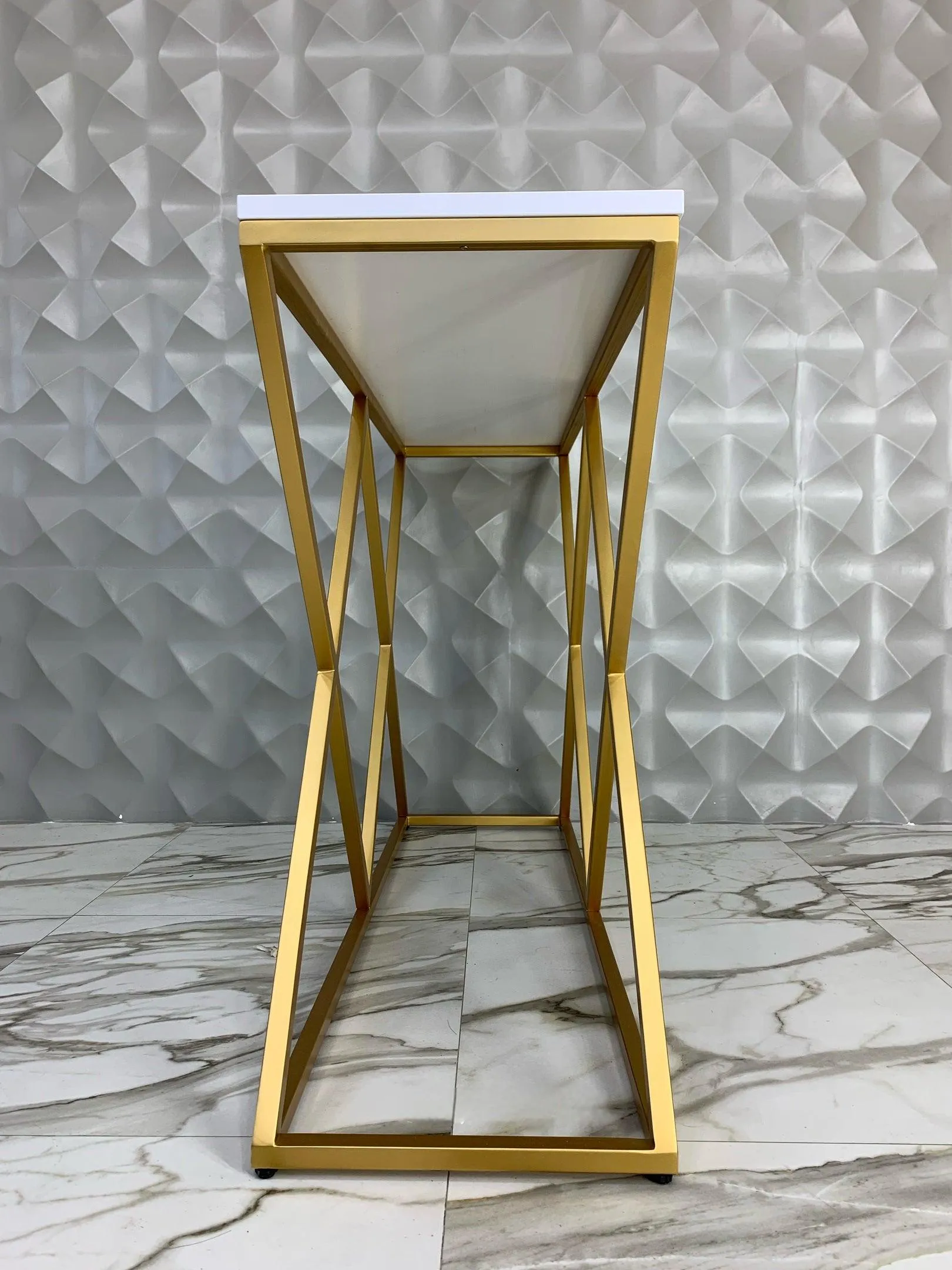 Luxurious Golden Console Table - Modern Rectangular Marble Top