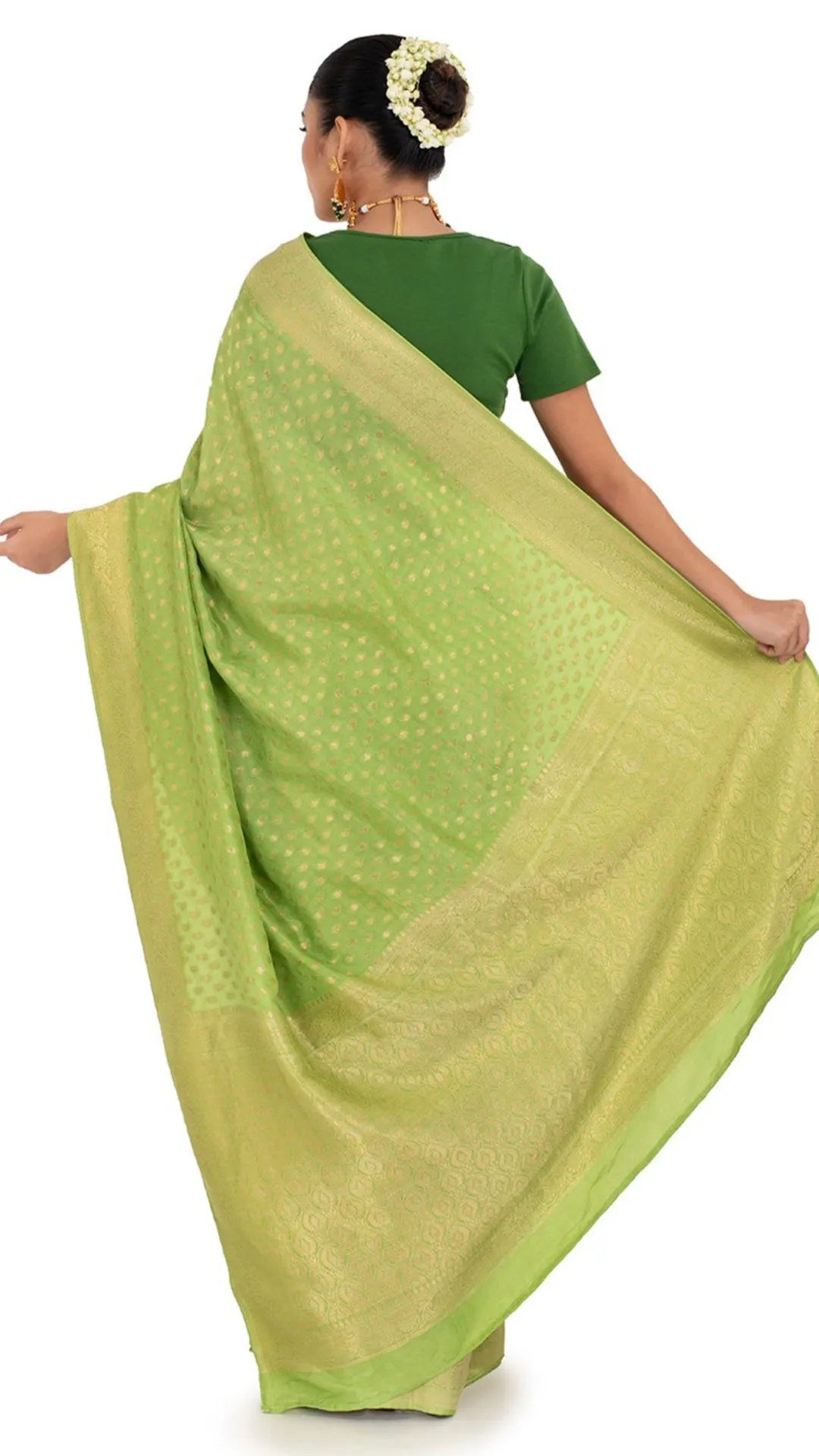 Luxurious Green Dola Khadi Saree