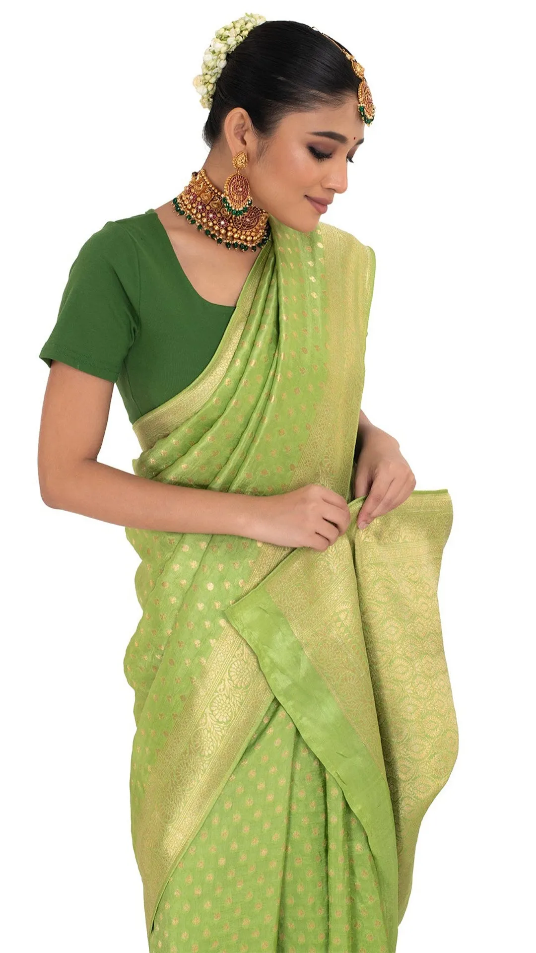 Luxurious Green Dola Khadi Saree