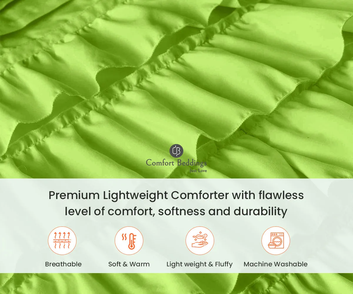 Luxurious Parrot Green ruffled comforter Set