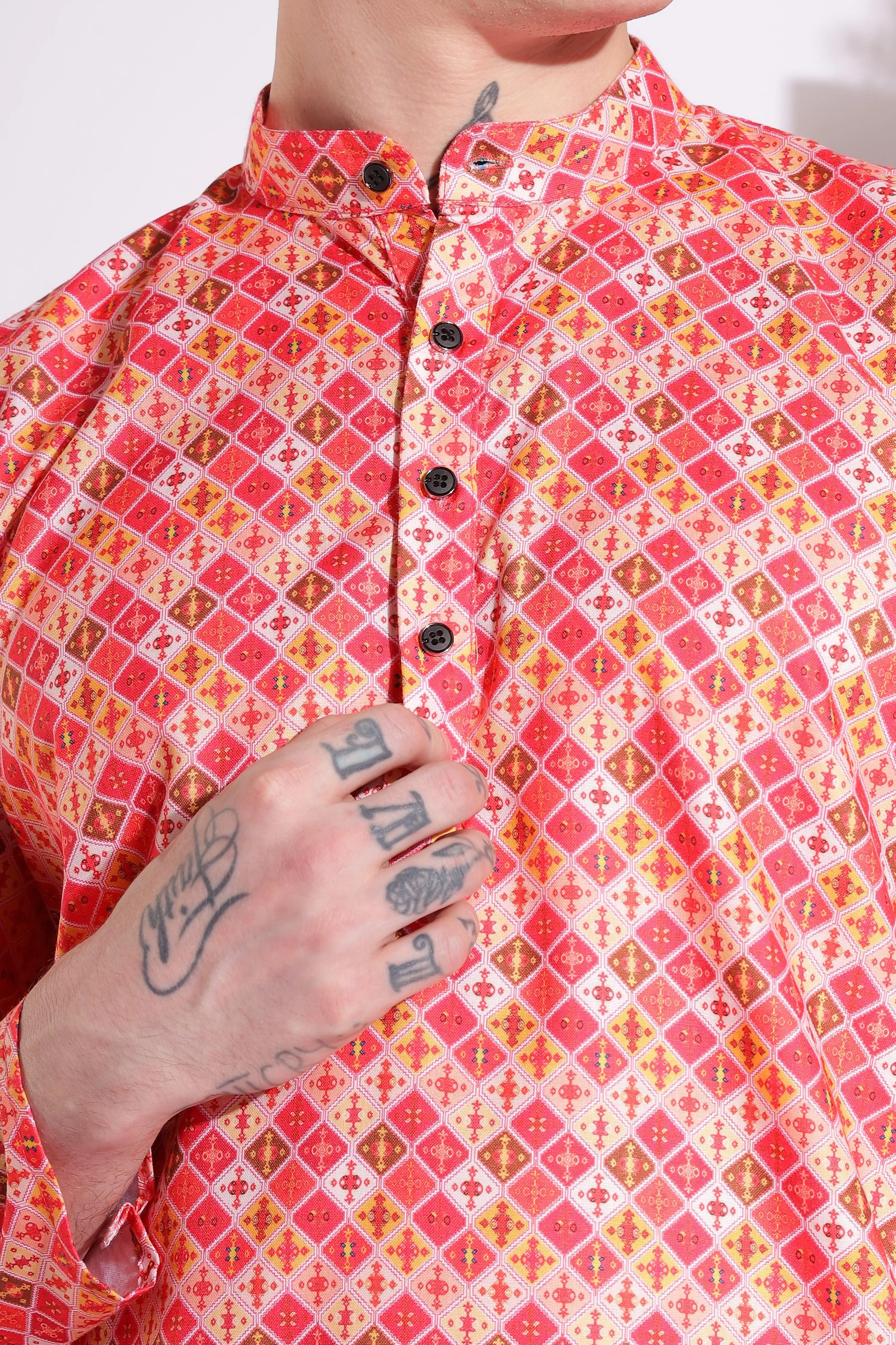 Luxurious Print Cotton Kurta Multi Color