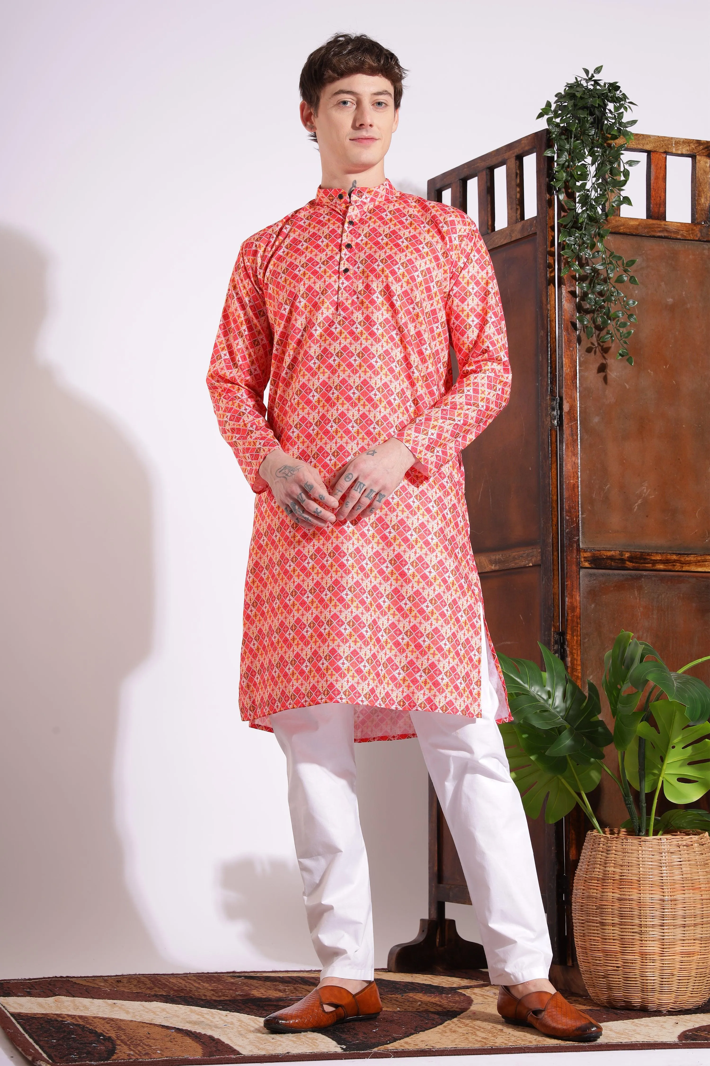 Luxurious Print Cotton Kurta Multi Color