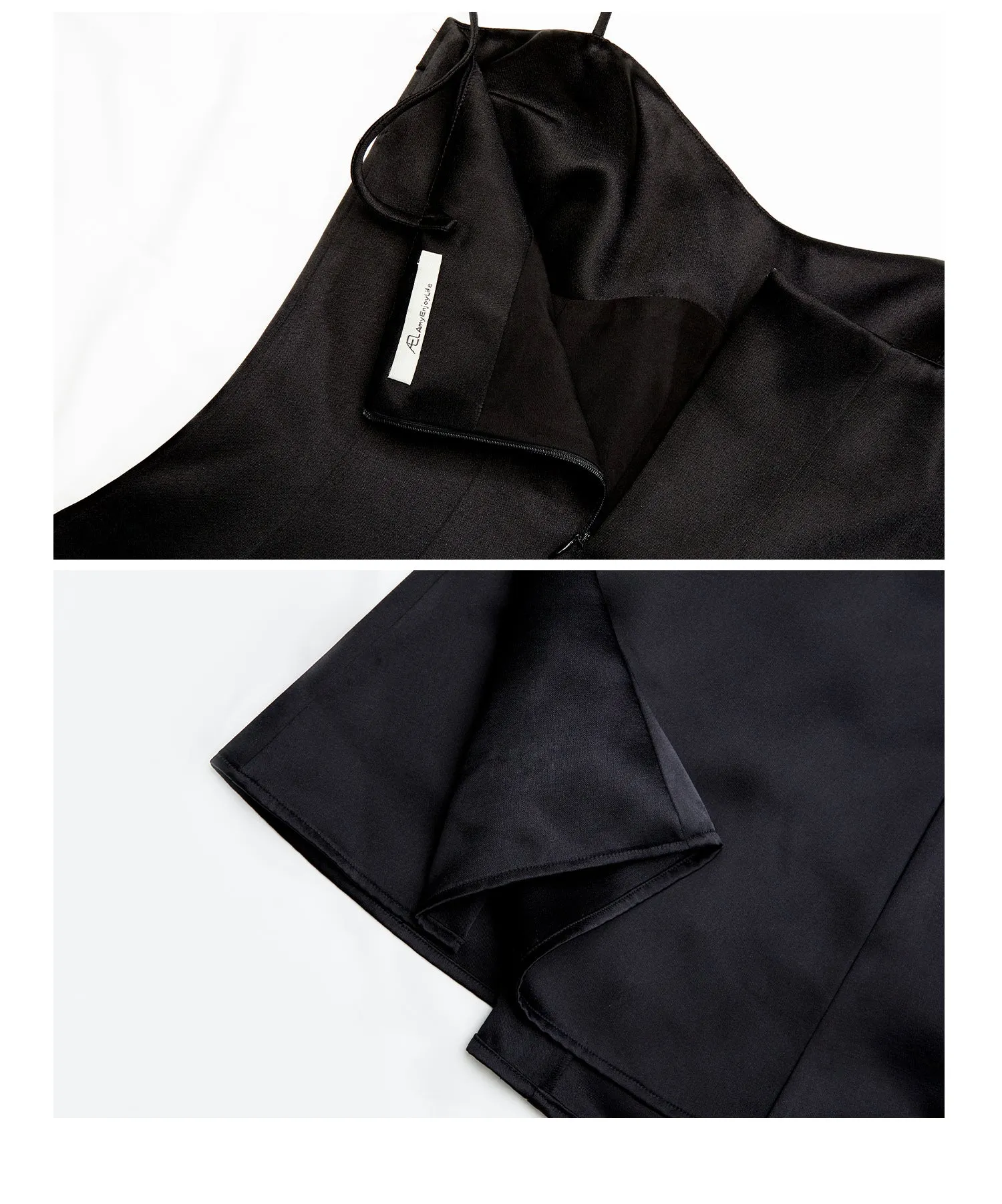 Luxurious satin, a striking sleeveless, silhouette dress- Celina