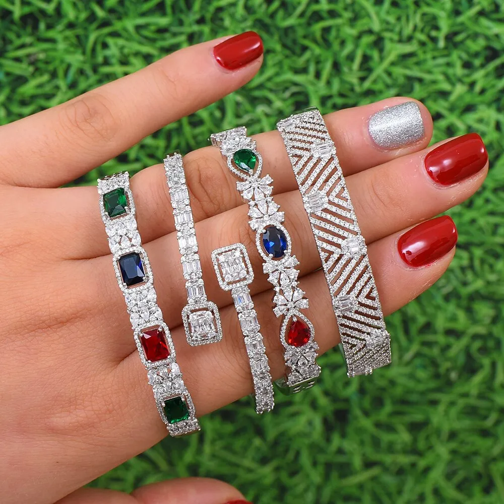 Luxurious Sparkling Platinum Bangle Bracelet