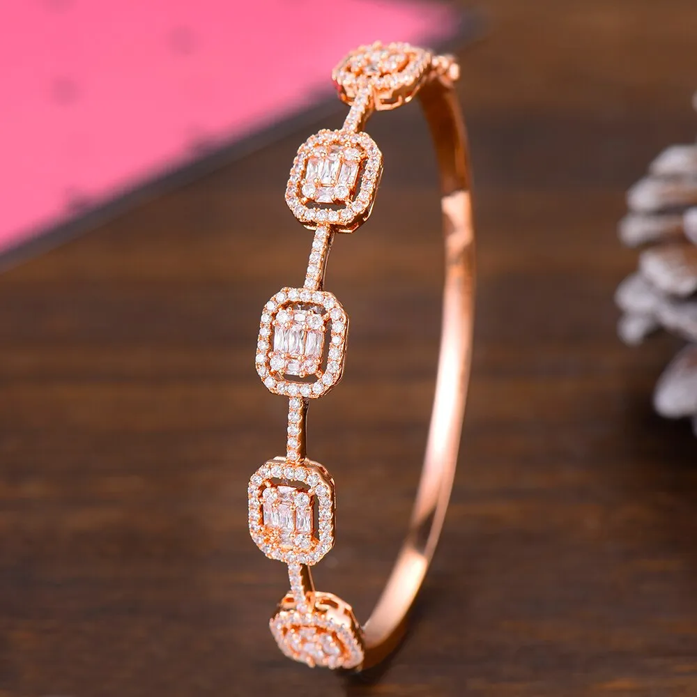 Luxurious Sparkling Platinum Bangle Bracelet