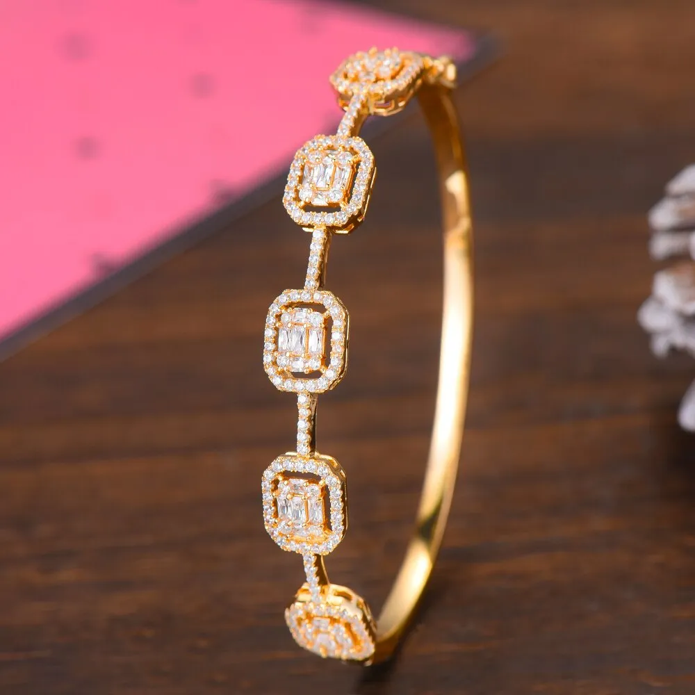 Luxurious Sparkling Platinum Bangle Bracelet