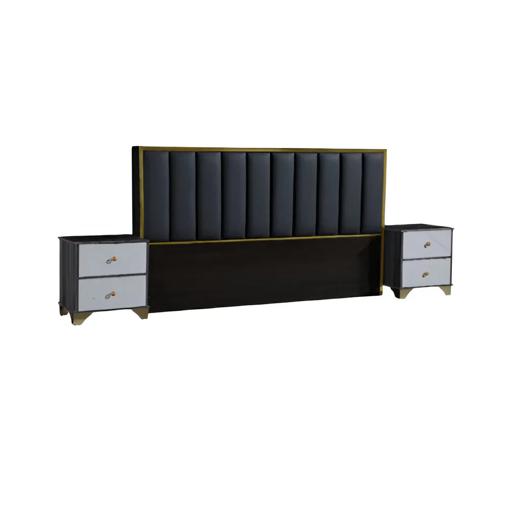 Luxurious Velvet Upholstery Headboard With Dressing Table