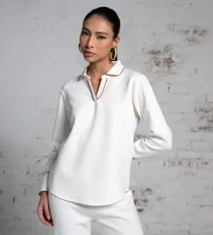 Luxurious white Scuba Top