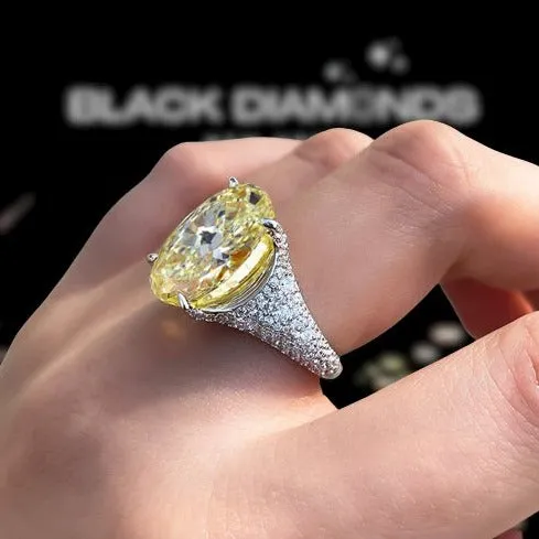 Luxurious Yellow Sapphire Oval Cut Diamond Engagement Ring